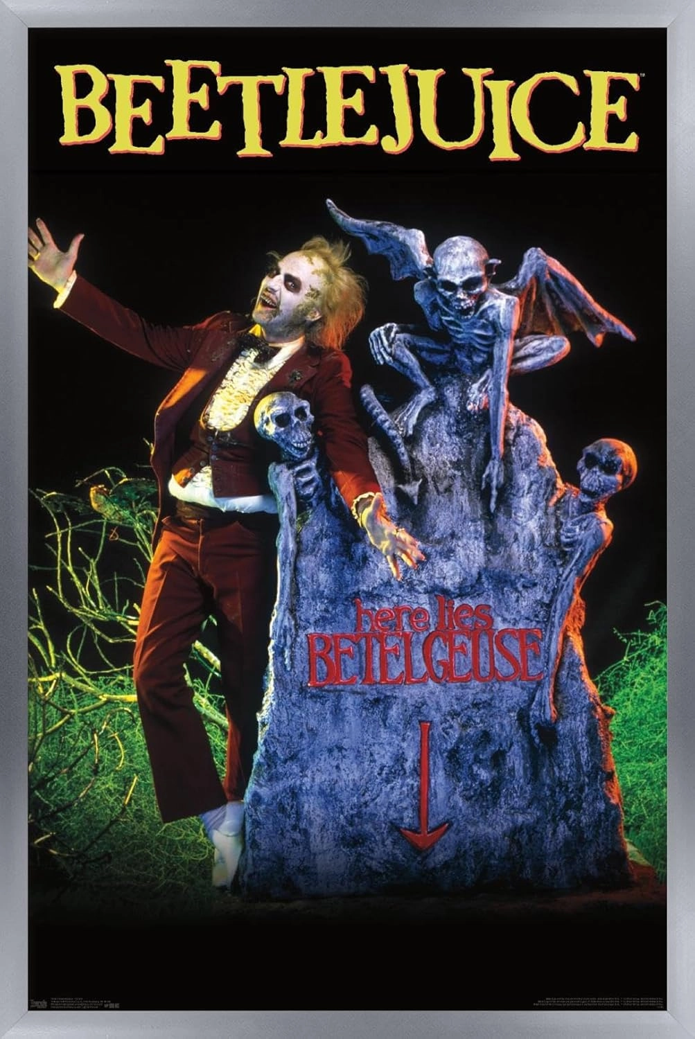 Trends International Beetlejuice - Grave Wall Poster, 34L x 22.4W, Silver Framed Version