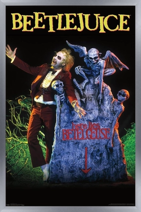 Trends International Beetlejuice - Grave Wall Poster, 34L x 22.4W, Silver Framed Version