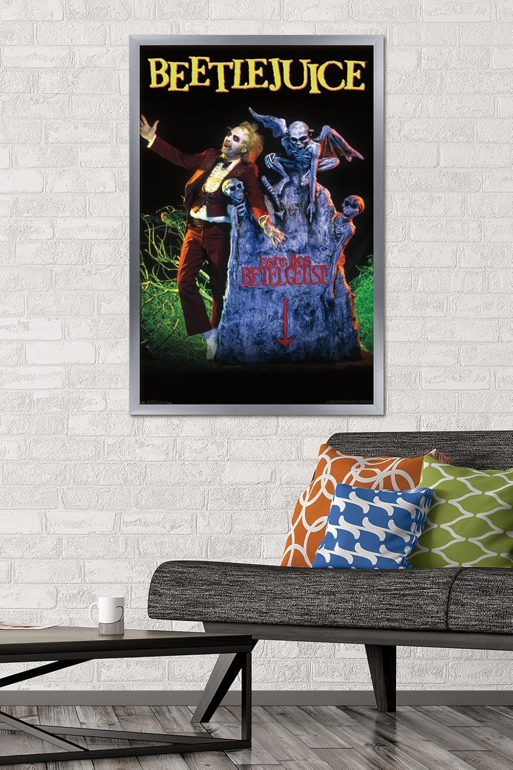 Trends International Beetlejuice - Grave Wall Poster, 34L x 22.4W, Silver Framed Version