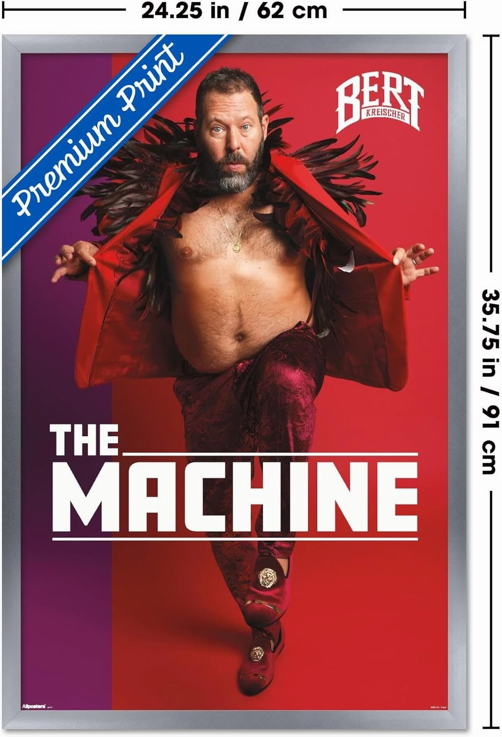 Trends International Bert Kreischer - The Machine Wall Poster, 34L x 22.4W, Silver Framed Version