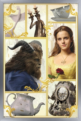 Trends International Disney Beauty And The Beast - Group Wall Poster, 22.375" x 34", Silver Framed Version