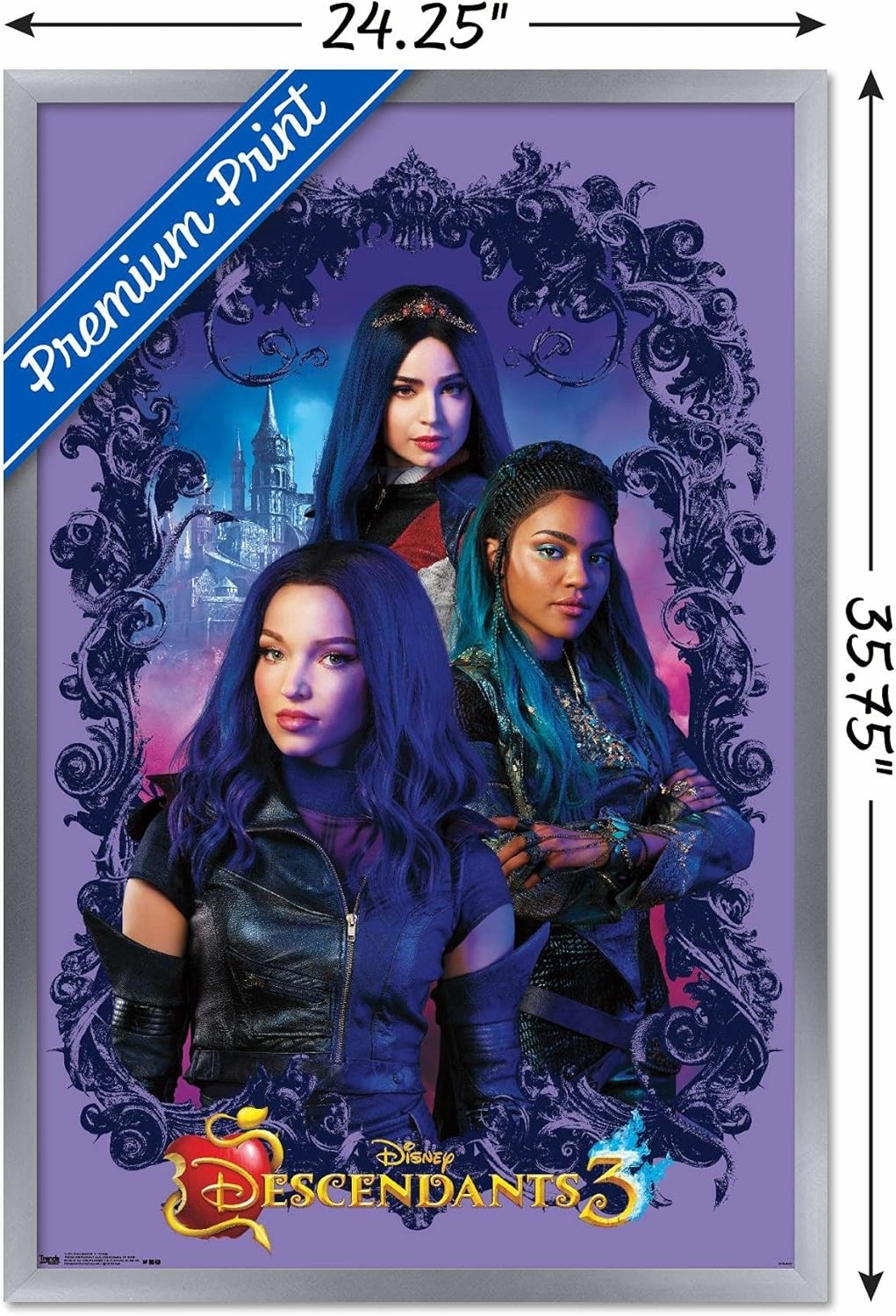 Trends International Disney Descendants 3 - Group Wall Poster, 22.375" x 34", Silver Framed Version