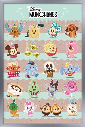 Trends International Disney Munchlings - Grid Wall Poster, 34L x 22.4W, Silver Framed Version