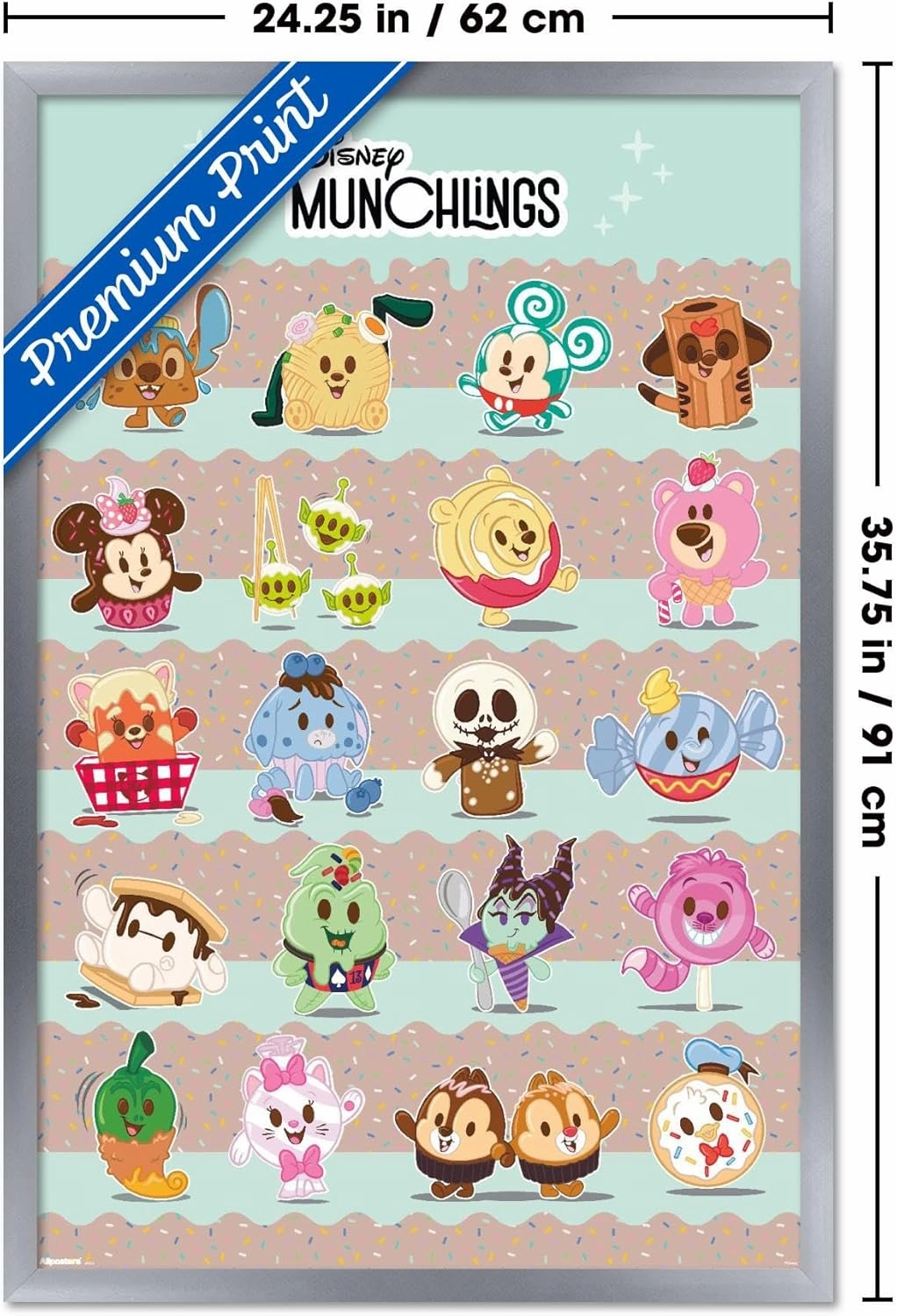 Trends International Disney Munchlings - Grid Wall Poster, 34L x 22.4W, Silver Framed Version