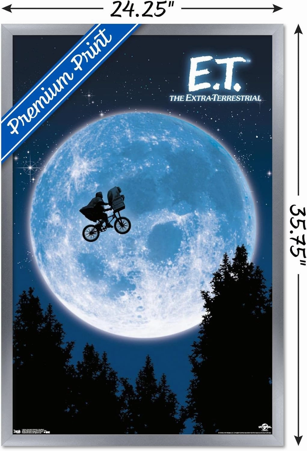 Trends International E.T. The Extra-Terrestrial Wall Poster, 22.375" x 34", Silver Framed Version