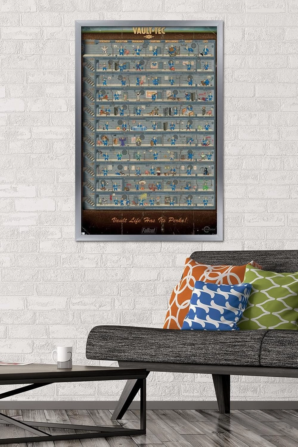 Trends International Fallout 4 - Vault Life Wall Poster, 34L x 22.4W, Silver Framed Version