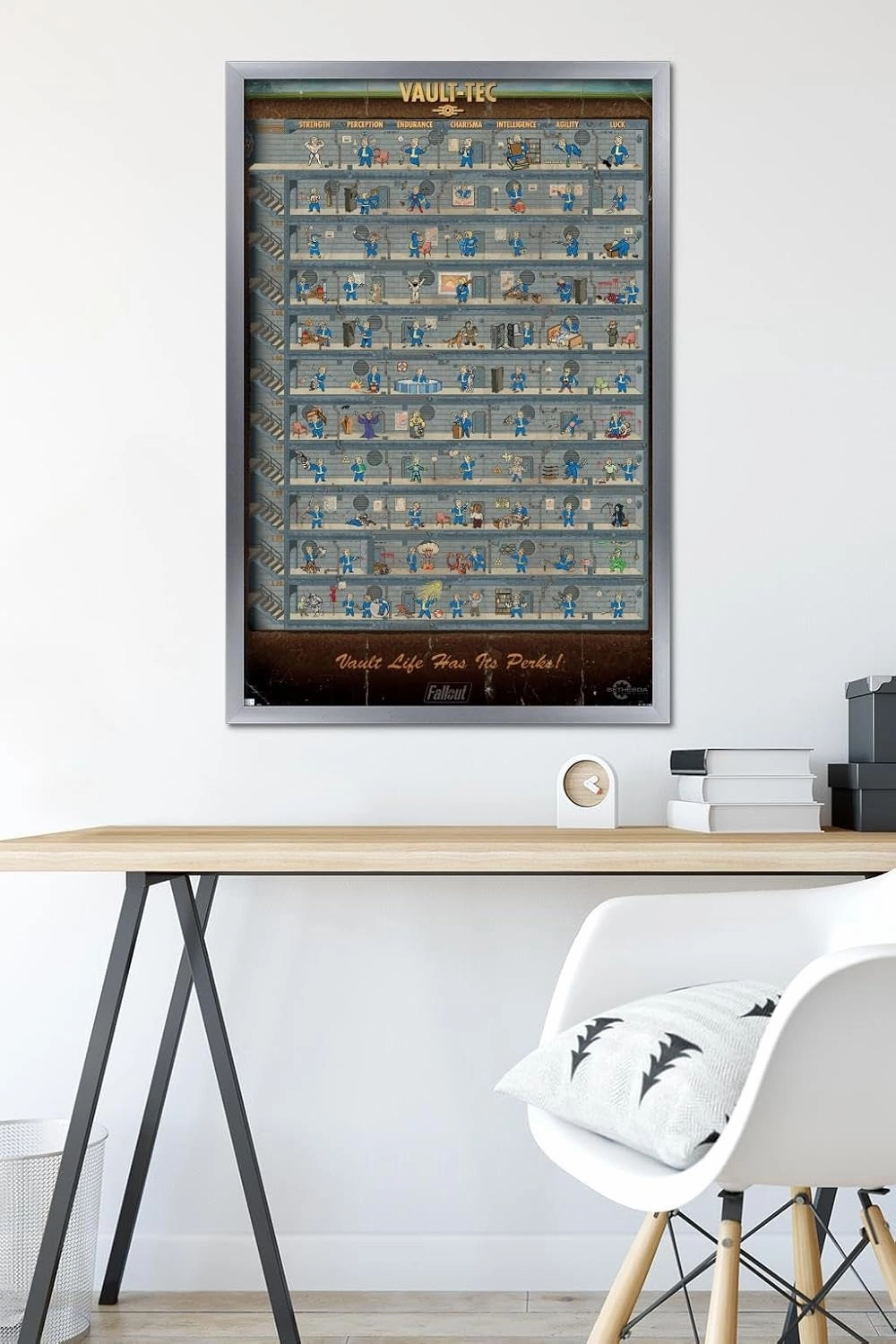 Trends International Fallout 4 - Vault Life Wall Poster, 34L x 22.4W, Silver Framed Version