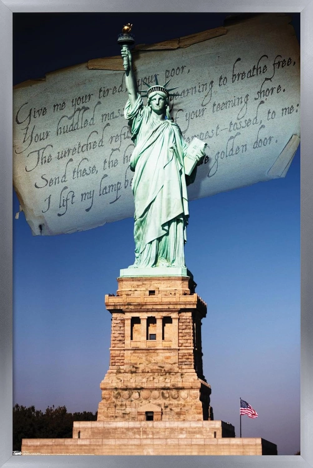 Trends International Landmarks - The Statue Of Liberty Wall Poster, 22.375" x 34", Silver Framed Version