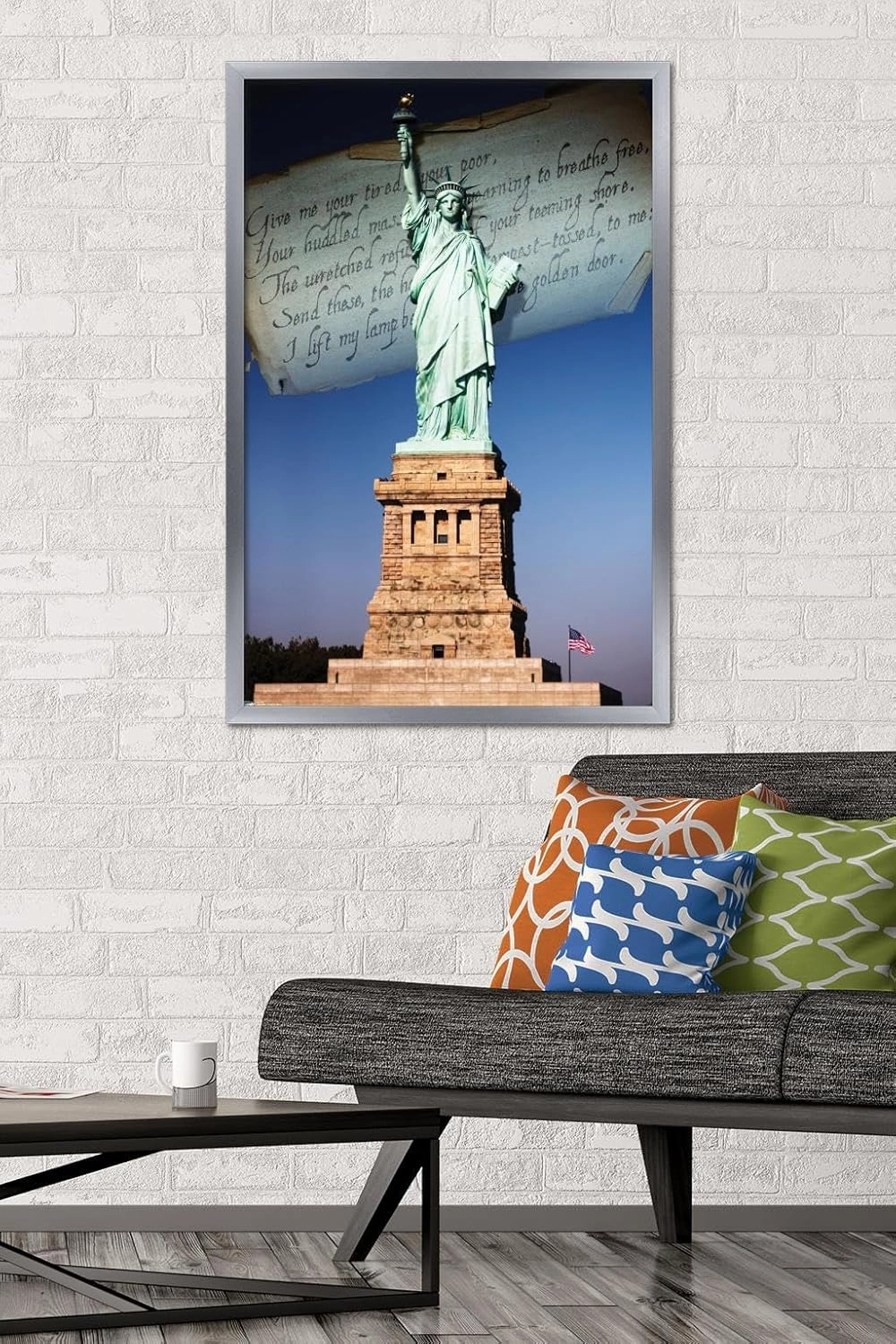 Trends International Landmarks - The Statue Of Liberty Wall Poster, 22.375" x 34", Silver Framed Version