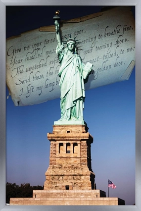 Trends International Landmarks - The Statue Of Liberty Wall Poster, 22.375" x 34", Silver Framed Version
