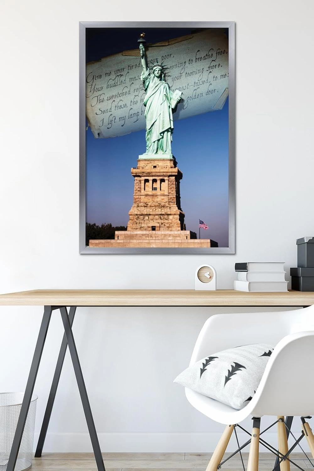 Trends International Landmarks - The Statue Of Liberty Wall Poster, 22.375" x 34", Silver Framed Version