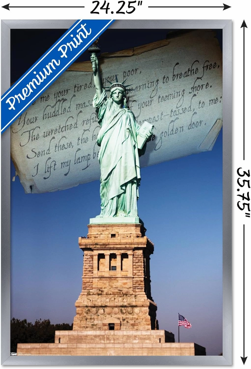 Trends International Landmarks - The Statue Of Liberty Wall Poster, 22.375" x 34", Silver Framed Version