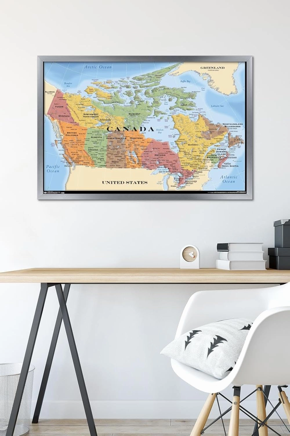 Trends International Map - Canada Wall Poster, 34L x 22.4W, Silver Framed Version
