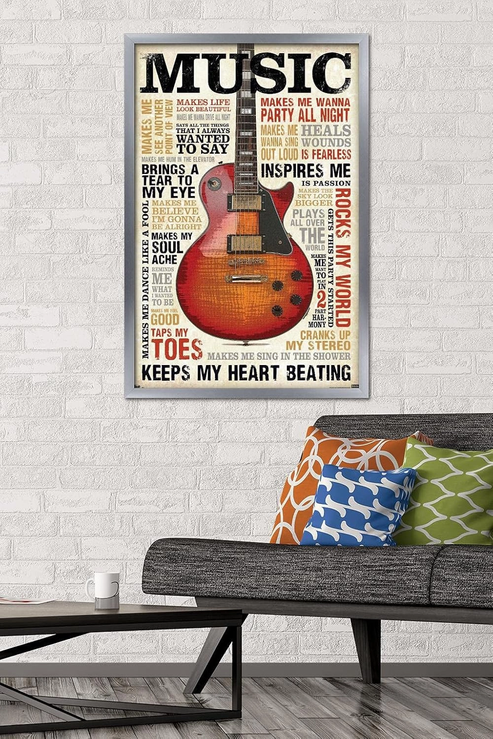 Trends International Music Inspires Me Wall Poster, 22.375" x 34", Silver Framed Version