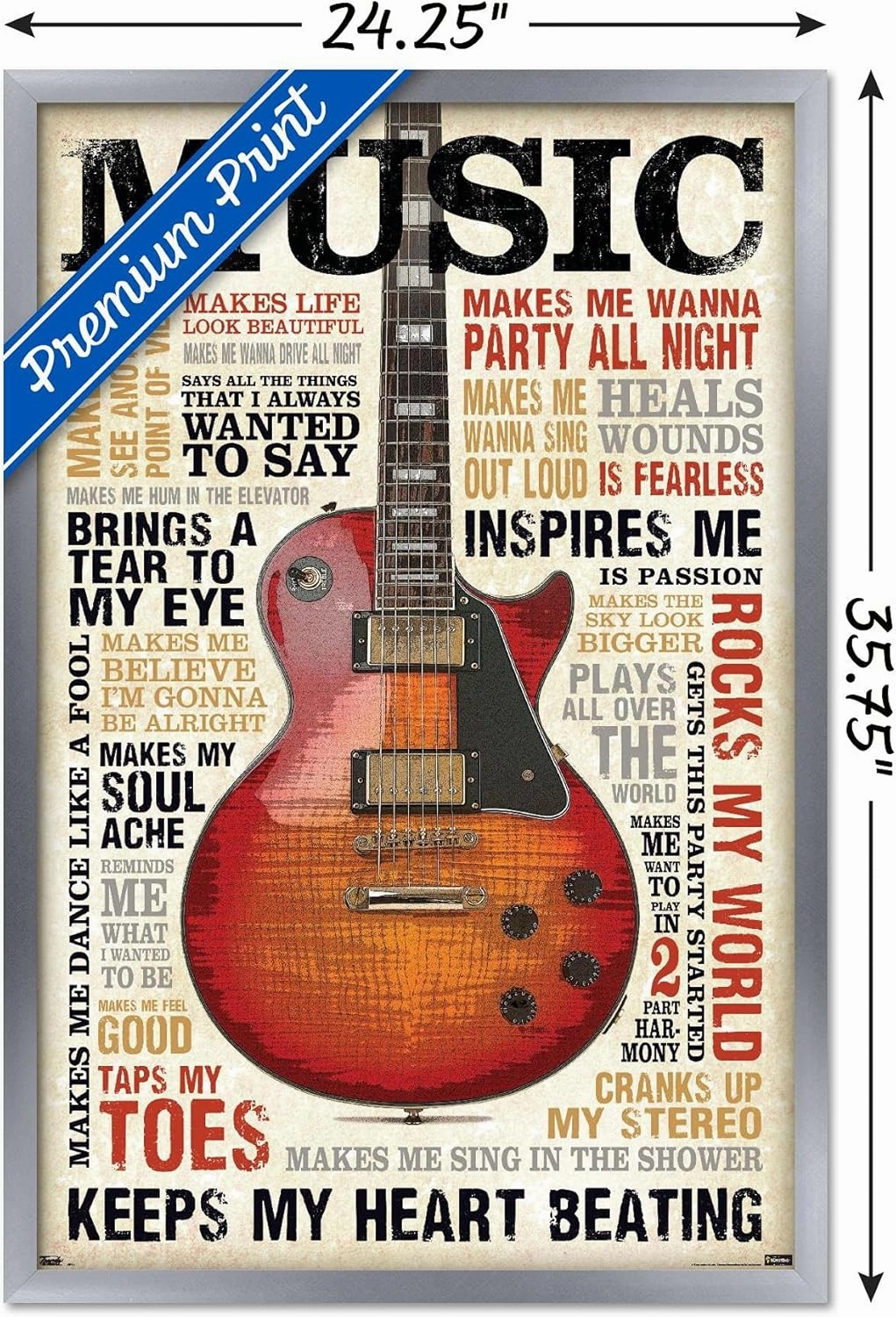 Trends International Music Inspires Me Wall Poster, 22.375" x 34", Silver Framed Version