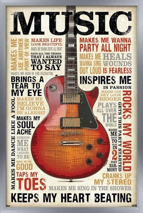 Trends International Music Inspires Me Wall Poster, 22.375" x 34", Silver Framed Version