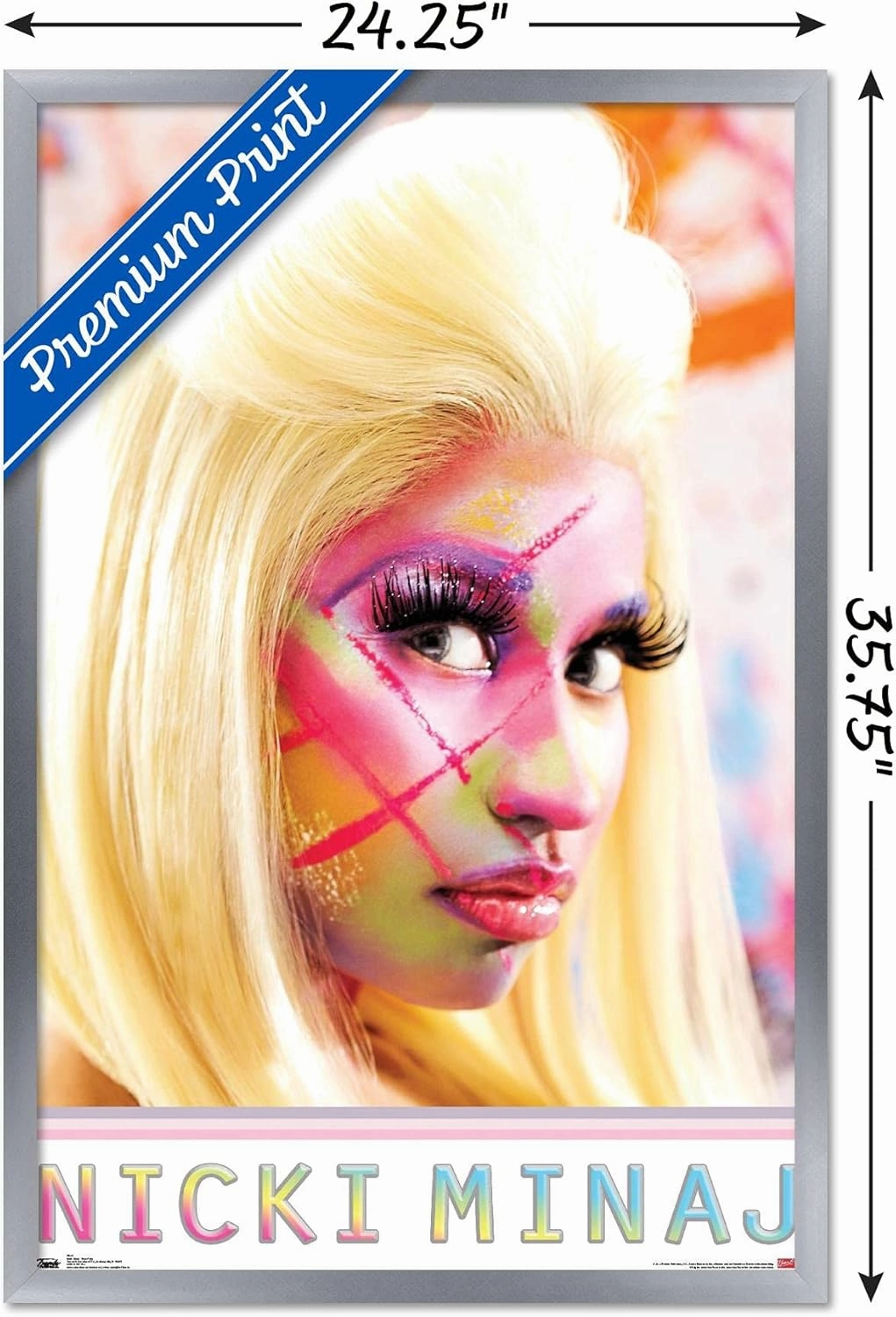 Trends International Nicki Minaj - Face Paint Wall Poster, 22.375" x 34", Silver Framed Version