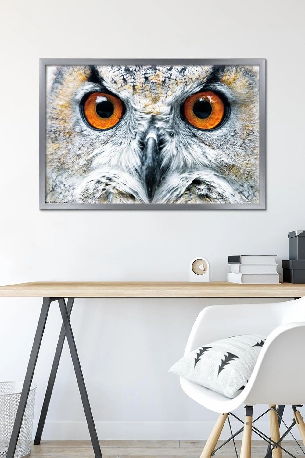 Trends International Owl - Close Wall Poster, 22.375" x 34", Silver Framed Version