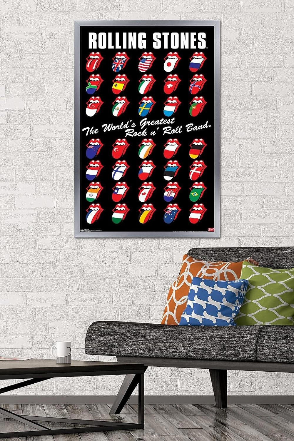 Trends International Rolling Stones - Grid Wall Poster, 22.375" x 34", Silver Framed Version