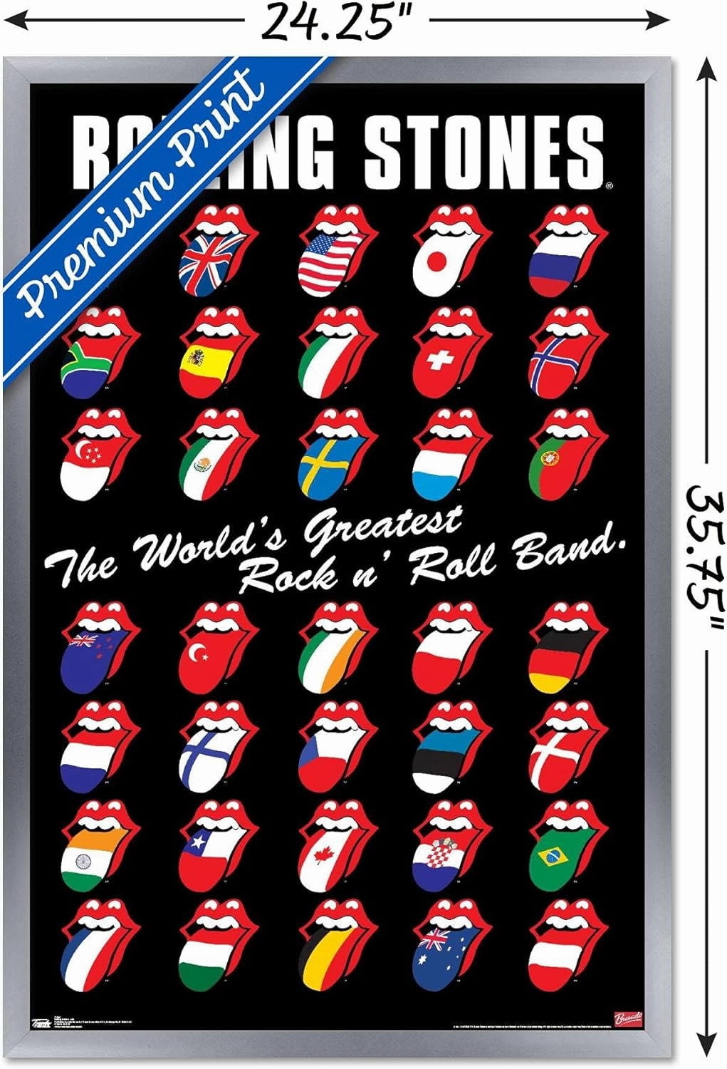 Trends International Rolling Stones - Grid Wall Poster, 22.375" x 34", Silver Framed Version