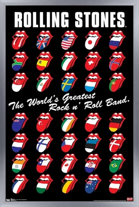 Trends International Rolling Stones - Grid Wall Poster, 22.375" x 34", Silver Framed Version