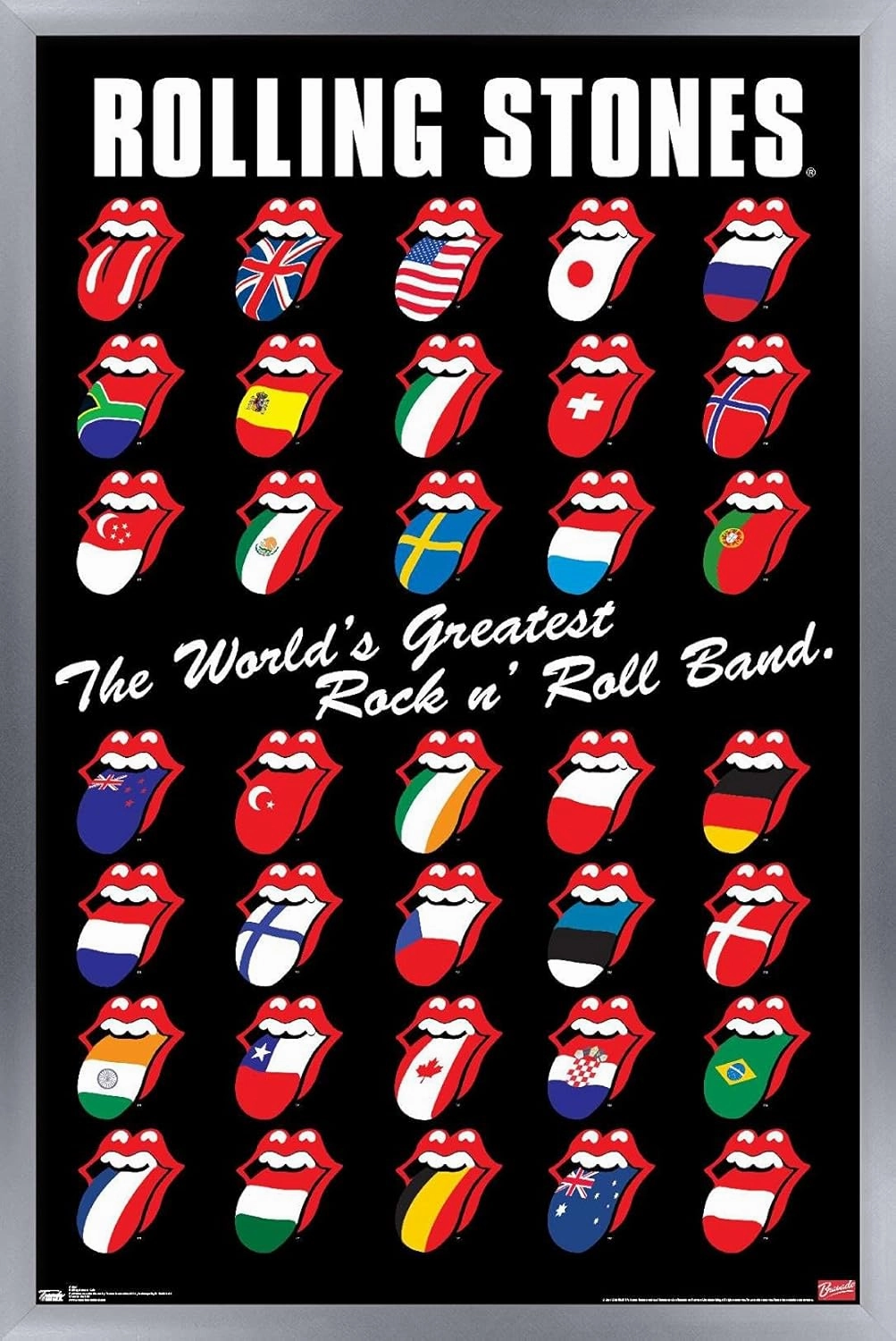 Trends International Rolling Stones - Grid Wall Poster, 22.375" x 34", Silver Framed Version