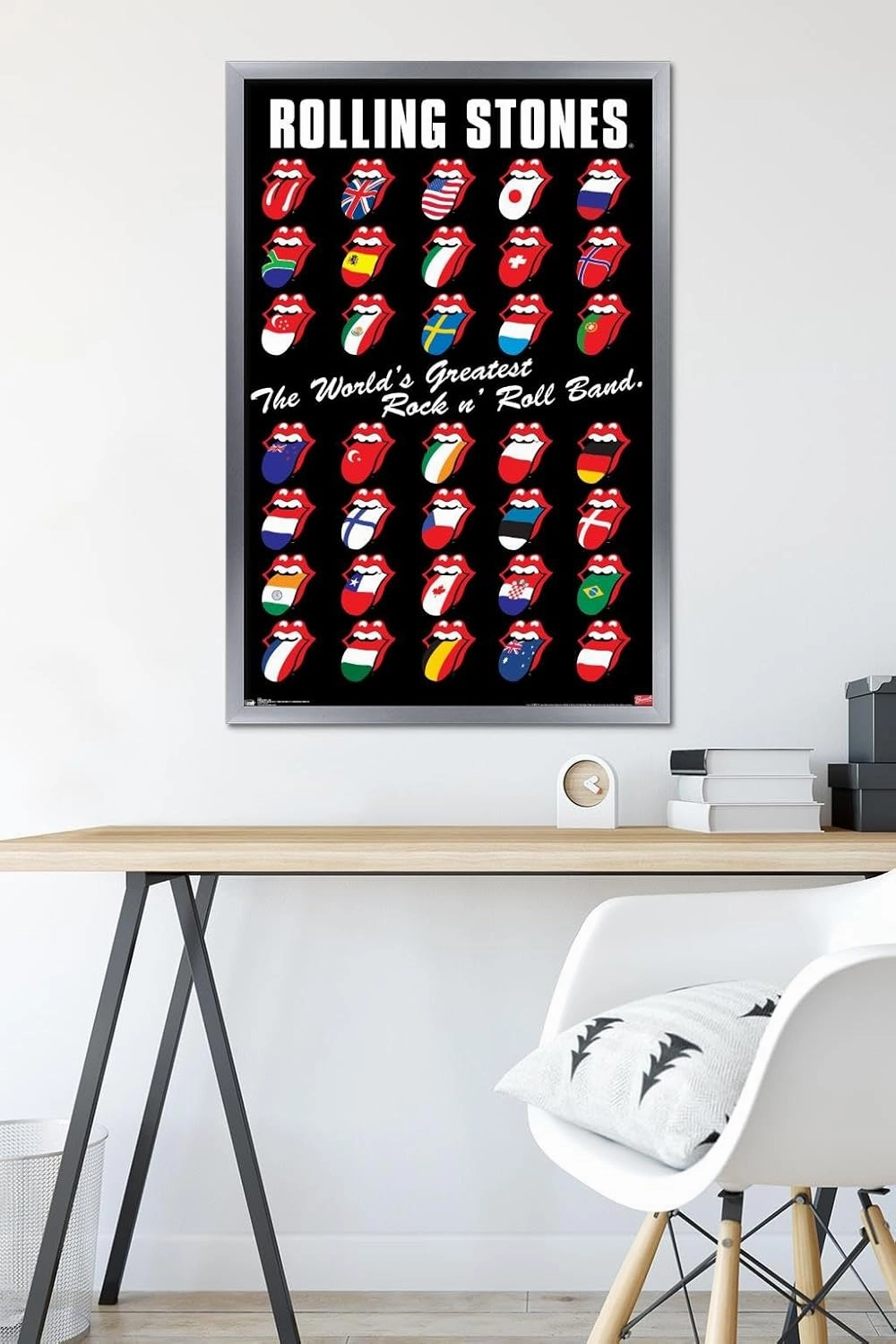 Trends International Rolling Stones - Grid Wall Poster, 22.375" x 34", Silver Framed Version