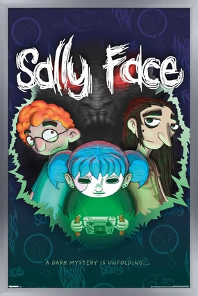 Trends International Sally Face - A Dark Mystery Is Unfolding Wall Poster, 22.4L x 14.7W, Silver Framed Version