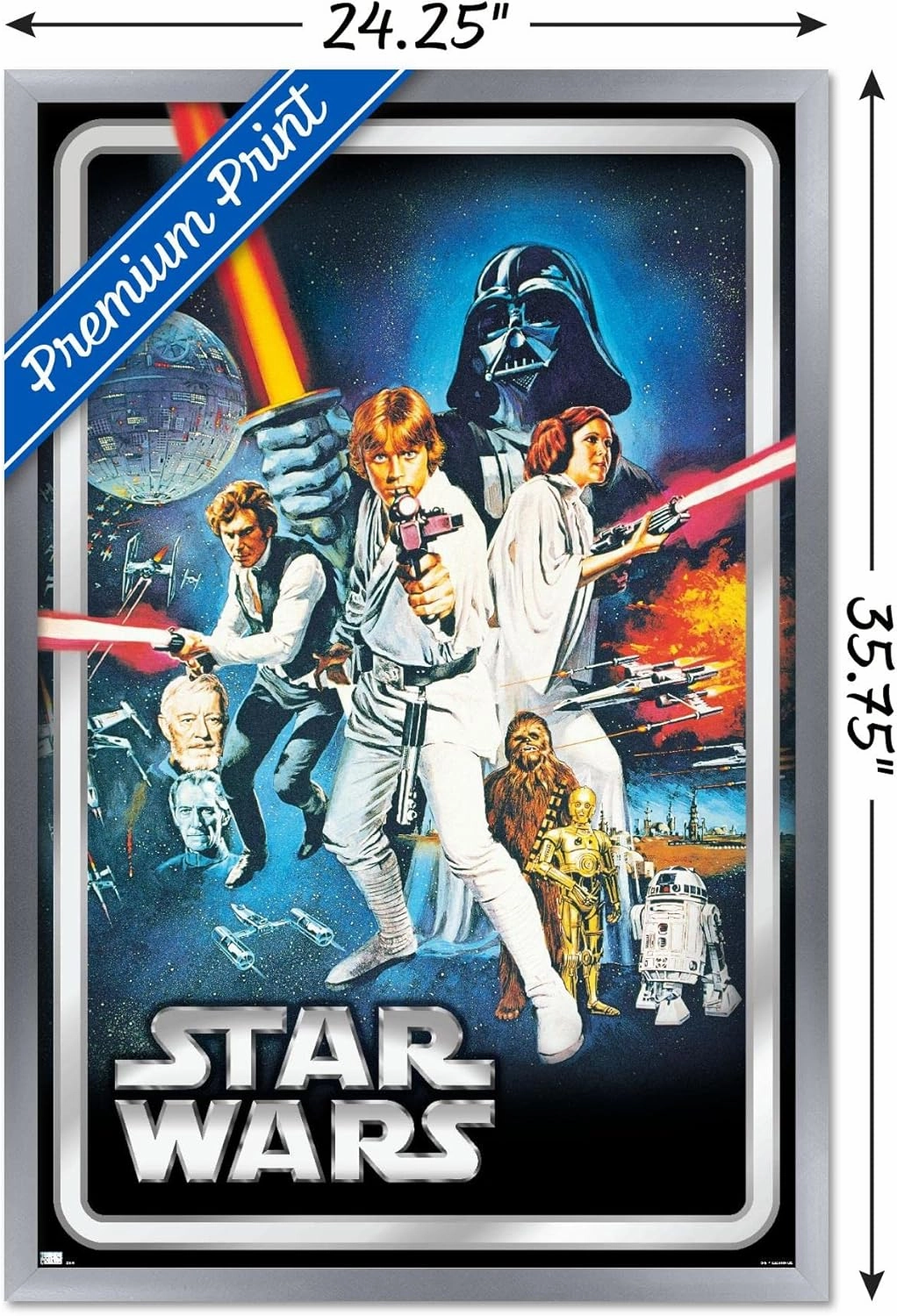 Trends International Star Wars: A New Hope - Classic Pose Wall Poster, 34L x 22.4W, Silver Framed Version