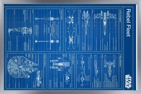 Trends International Star Wars: Saga - Rebel Blueprint Wall Poster, 22.375" x 34", Silver Framed Version