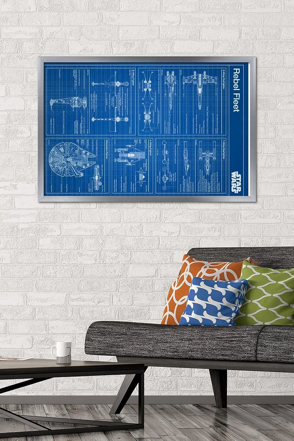 Trends International Star Wars: Saga - Rebel Blueprint Wall Poster, 22.375" x 34", Silver Framed Version
