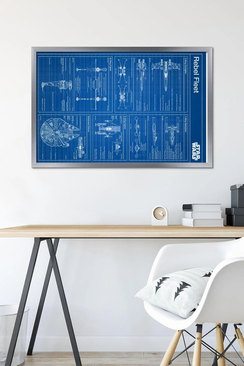 Trends International Star Wars: Saga - Rebel Blueprint Wall Poster, 22.375" x 34", Silver Framed Version