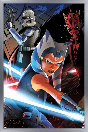 Trends International Star Wars: The Clone Wars By Cryssy Cheung Wall Poster, 22.4L x 14.7W, Silver Framed Version