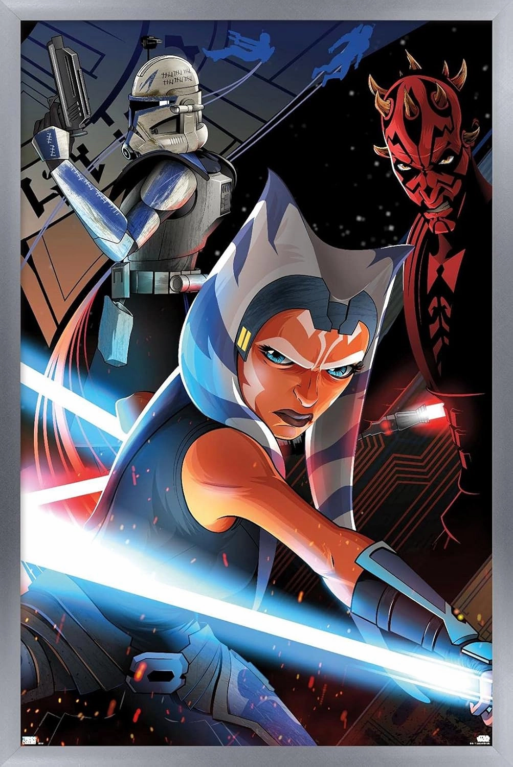 Trends International Star Wars: The Clone Wars By Cryssy Cheung Wall Poster, 22.4L x 14.7W, Silver Framed Version