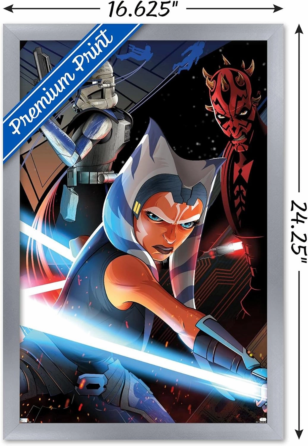 Trends International Star Wars: The Clone Wars By Cryssy Cheung Wall Poster, 22.4L x 14.7W, Silver Framed Version