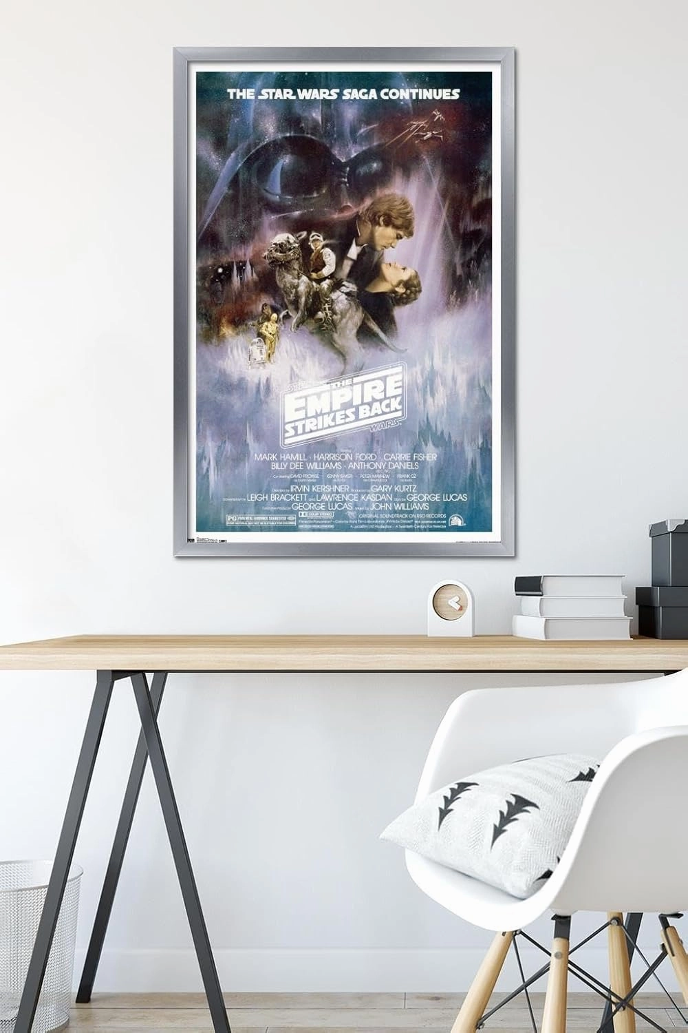 Trends International Star Wars: The Empire Strikes Back - The Saga Continues One Sheet Wall Poster, 22.375" x 34", Silver Framed Version