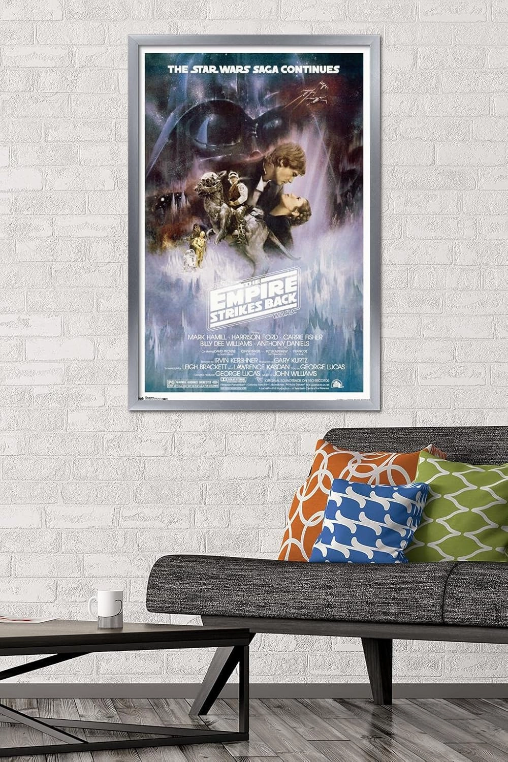 Trends International Star Wars: The Empire Strikes Back - The Saga Continues One Sheet Wall Poster, 22.375" x 34", Silver Framed Version