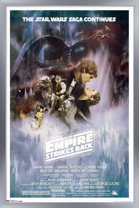 Trends International Star Wars: The Empire Strikes Back - The Saga Continues One Sheet Wall Poster, 22.375" x 34", Silver Framed Version