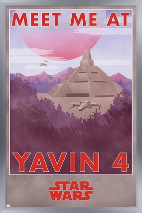 Trends International Star Wars: Yavin 4 - Meet Me at Yavin 4 Wall Poster, 22.4L x 14.7W, Silver Framed Version