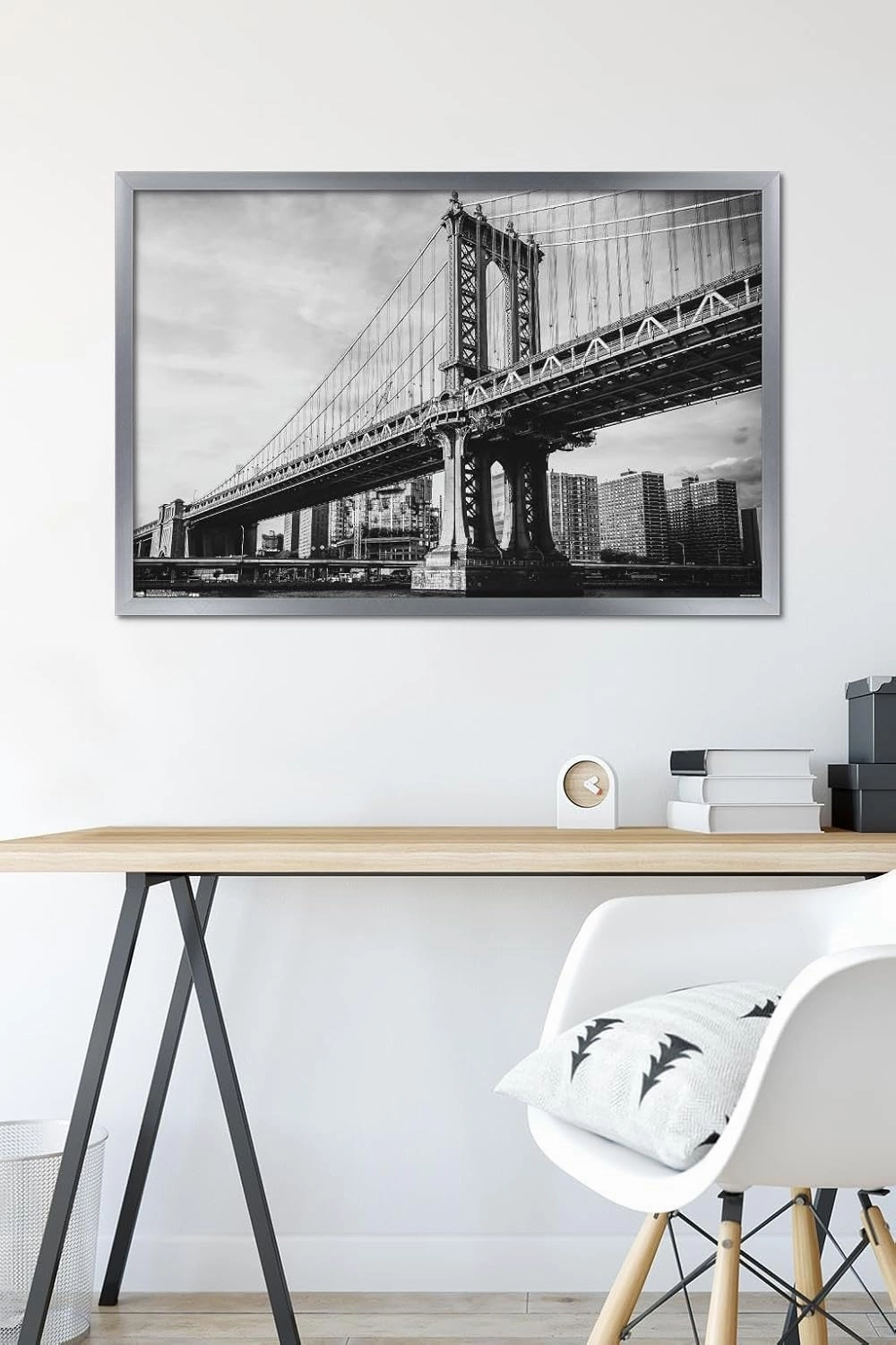 Trends International The Brooklyn Bridge - Iconic Wall Poster, 22.375" x 34", Silver Framed Version
