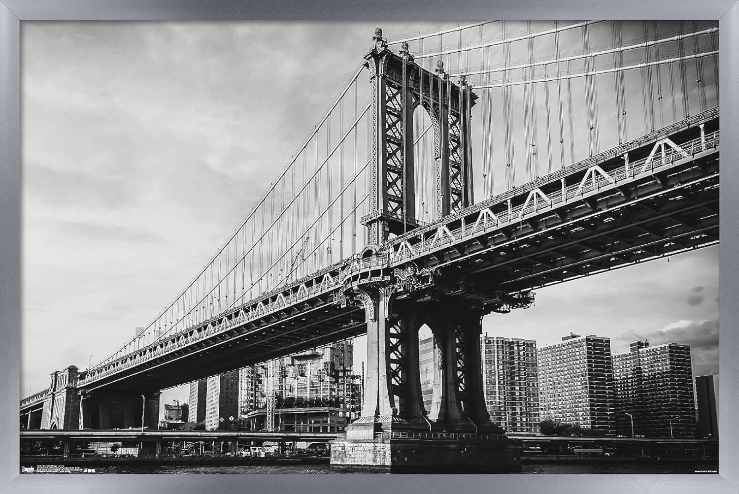 Trends International The Brooklyn Bridge - Iconic Wall Poster, 22.375" x 34", Silver Framed Version