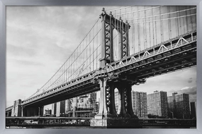 Trends International The Brooklyn Bridge - Iconic Wall Poster, 22.375" x 34", Silver Framed Version