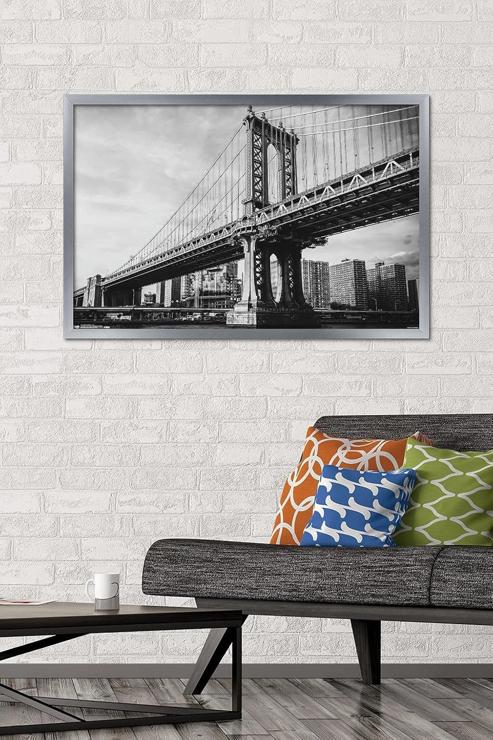 Trends International The Brooklyn Bridge - Iconic Wall Poster, 22.375" x 34", Silver Framed Version