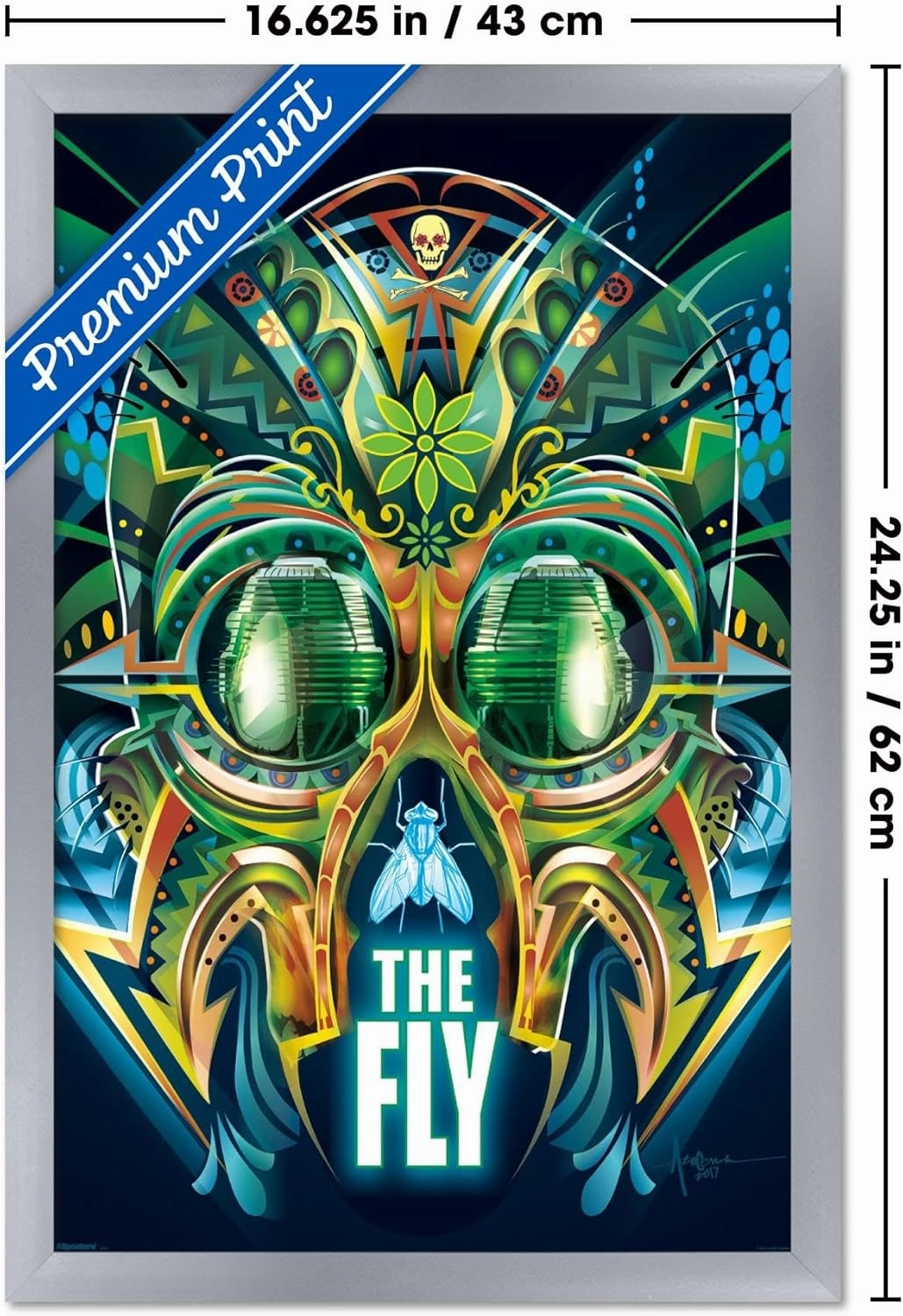 Trends International The Fly (1986) - Psychedelic Wall Poster, 22.4L x 14.7W, Silver Framed Version