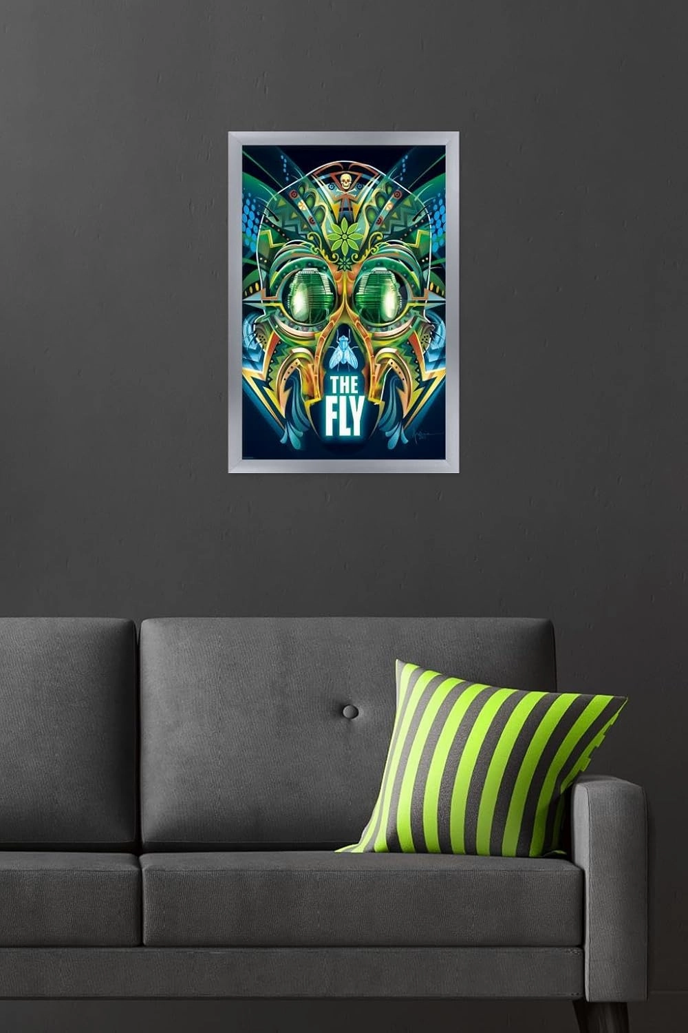 Trends International The Fly (1986) - Psychedelic Wall Poster, 22.4L x 14.7W, Silver Framed Version