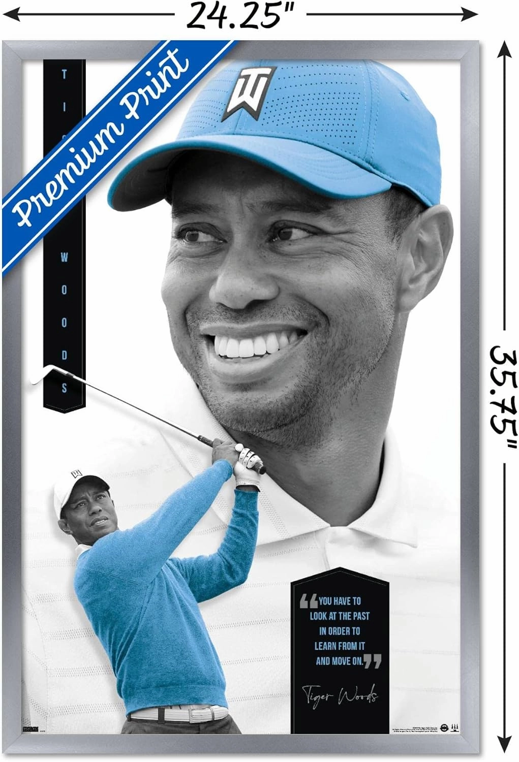 Trends International Tiger Woods - Learn From It Wall Poster, 22.375" x 34", Silver Framed Version