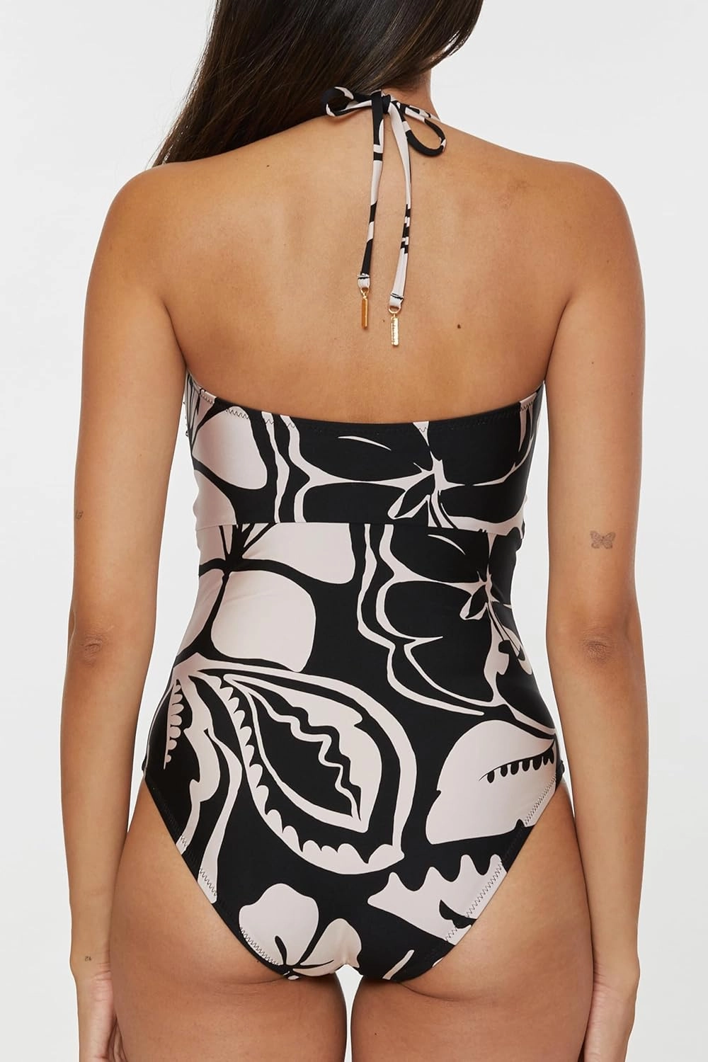 Trina Turk Women's Florence Bandeau Lace Up One Piece Swimsuit, Adjustable, Bathing Suits