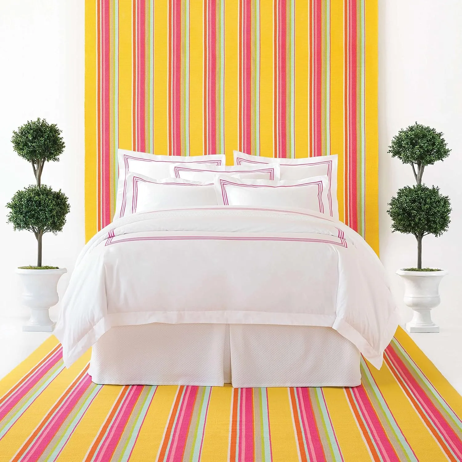 Trio Fuchsia Duvet Cover, Full/Queen Size, Pink Stripe Pattern