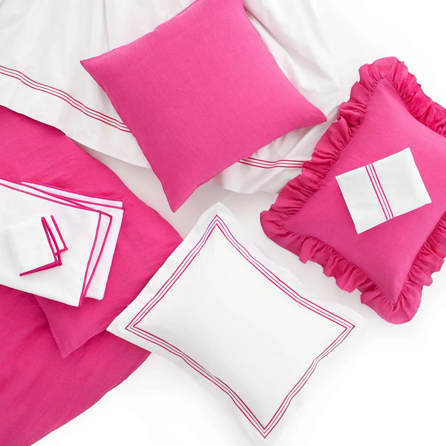 Trio Fuchsia Duvet Cover, Full/Queen Size, Pink Stripe Pattern