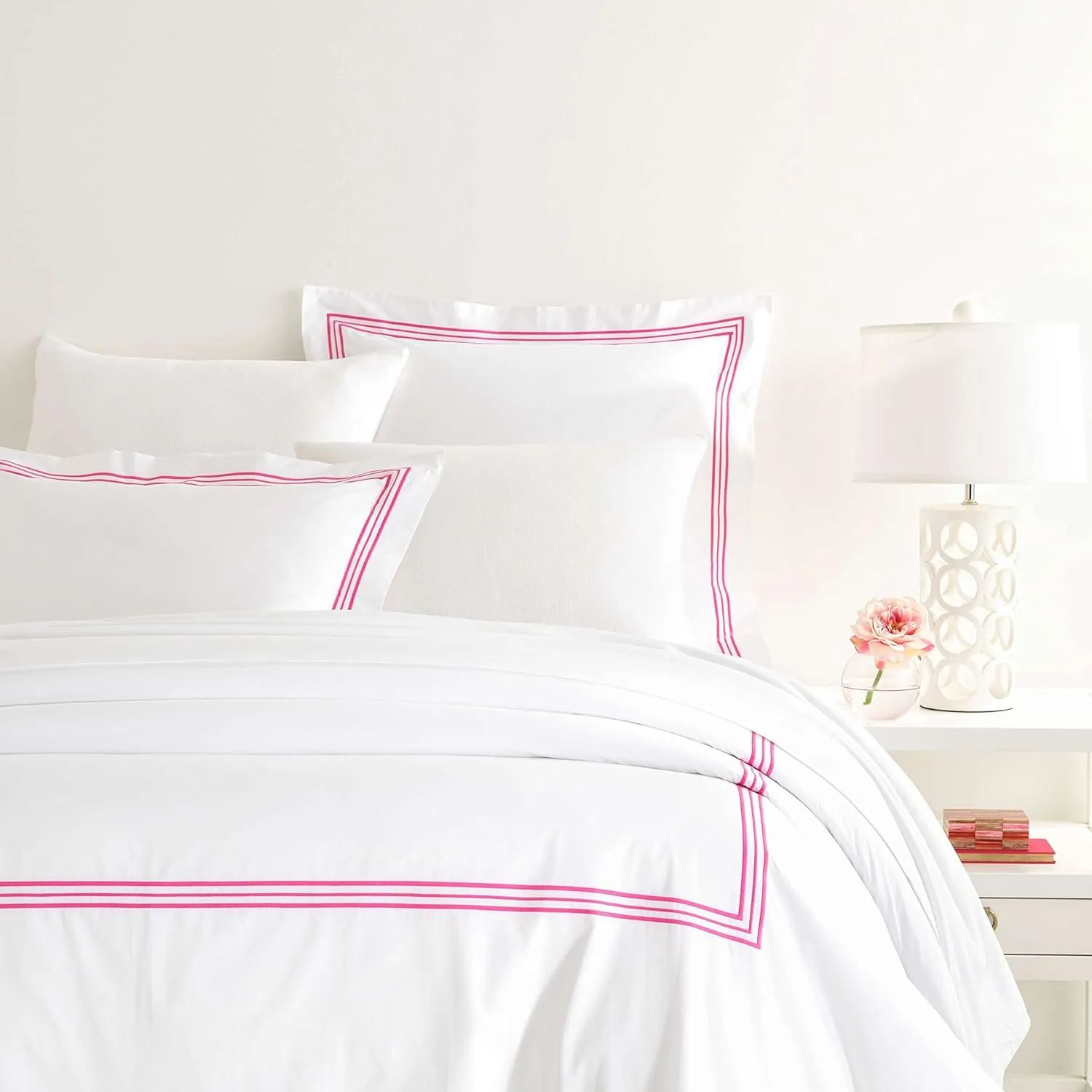 Trio Fuchsia Duvet Cover, Full/Queen Size, Pink Stripe Pattern